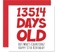 Tarjeta de cumpleaños número 37 para hombres, mujeres, él y ella, 13514 días de edad, divertida tarjeta de cumpleaños para adultos, 37 y treinta y siete para hermano, hermana, hijo, hija, papá, 145 mm