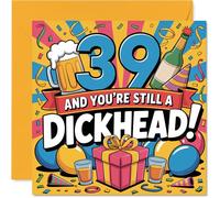 Tarjeta de cumpleaños número 39 con texto en inglés "Still a Legend at 39 - Diseño audaz y vibrante con un toque descarado - Garantizado para obtener una risa de la multitud de cumpleaños - Cuadrado