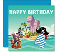 Tarjeta de cumpleaños número 4 para niño, isla del tesoro pirata, tarjeta de feliz cumpleaños para niño de 4 años, tarjetas para niños, 145 mm, saludo para hijo, hermano, nieto, sobrino, primo, dios,