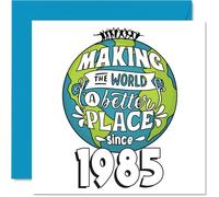 Tarjeta de cumpleaños número 40 para mujeres y hombres - Making the World a Better Place - Tarjetas de feliz 40 cumpleaños para esposa, sobrina, hermana, tío, vecino, colega, tarjetas de felicitación