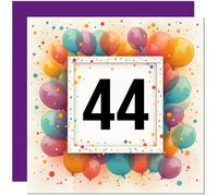 Tarjeta de cumpleaños número 44 para hombres y mujeres, cualquier edad, tarjeta de cumpleaños con globo para mujer de 44 años, amiga, hermana, madre, tía, hija, cuarenta y cuatro, primo cuarenta y