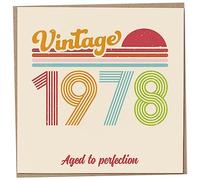 Tarjeta de cumpleaños número 46 - Vintage 1978 Aged to Perfection, divertida tarjeta de felicitación para hombres y mujeres, tarjetas de cumpleaños para mujeres, tarjetas de cumpleaños para hombres,