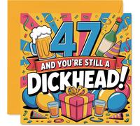 Tarjeta de cumpleaños número 47 con texto en inglés «Still a Legend at 47» - Vibraciones atrevidas de fiesta con un toque descarado - Colores brillantes para más risas - Cuadrado de 145 mm, sobre