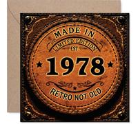 Tarjeta de cumpleaños número 47 para mujeres y hombres, retro, no viejo, tarjetas de feliz cumpleaños para marido, colega, papá, primo, hermana, esposa, tarjetas de felicitación de cumpleaños de 145