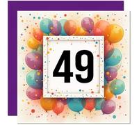 Tarjeta de cumpleaños número 49 para hombres y mujeres, cualquier edad, tarjeta de cumpleaños con globo para mujer de 49 años, amigas, hermanas, madres, tías, hijas, cuarenta y nueve, cuarenta y