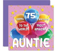 Tarjeta de cumpleaños número 58 para tía, la tía más asombrosa del mundo, tarjeta de cumpleaños número 58 para tía de sobrino y sobrina, 145 mm x 145 mm, 58 años, tarjetas de felicitación para tía y