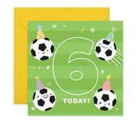 Tarjeta de cumpleaños número 6 para niños, diseño de fútbol, con texto en inglés "6 Today!", regalo divertido y colorido para hijo, hija, sobrino, sobrina, niños, niñas y familiares que aman el