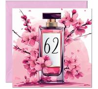 Tarjeta de cumpleaños número 62 para mujer, diseño de flor de cerezo, elegante tarjeta de cumpleaños para mujer de 62 años, mamá, tía, abuela, hermana, abuela, sesenta y dos, sesenta y segundos niñera