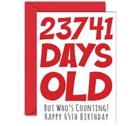 Tarjeta de cumpleaños número 65 para hombres, mujeres, él y ella, 23741 días de edad, divertida tarjeta de feliz cumpleaños para adultos, para hermano, hermana, mamá, papá, abuela, abuelo, tarjetas de