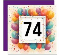 Tarjeta de cumpleaños número 74 para hombres y mujeres, cualquier edad, tarjeta de cumpleaños con globo para mujer de 74 años, abuela, madre, tía, abuela, abuela, hermana, setenta y cuatro