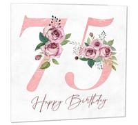 Tarjeta de cumpleaños número 75 para mujer, tarjetas florales de 75 cumpleaños para mujer de 75 años, setenta y cinco, setenta y quinta, abuela, mamá, tía, hermana, amiga