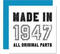 Tarjeta de cumpleaños número 78 para hombres y mujeres, hecha en 1947, todas las piezas originales, divertida tarjeta de cumpleaños para abuelo, abuela, mamá, papá, tarjetas de felicitación de 145 mm