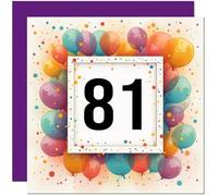 Tarjeta de cumpleaños número 81 para hombres y mujeres, cualquier edad, tarjeta de cumpleaños con globo para mujer de 81 años, señoras, abuela, madre, tía, abuela, amiga, hermana, ochenta y uno,