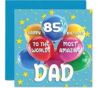 Tarjeta de cumpleaños número 85 para papá - World's Most Amazing Dad - Tarjeta de feliz cumpleaños 85 para papá de parte de hijo e hija, 145 mm x 145 mm, 85 años, tarjetas de felicitación para papá,