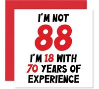 Tarjeta de cumpleaños número 88 para mujeres y hombres, con texto en inglés "Not 88 I'm 18 With 70 Years Experience", divertida tarjeta de feliz cumpleaños para mamá, papá, bisabuelo, abuela, abuela