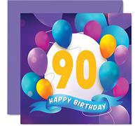 Tarjeta de cumpleaños número 90 para hombres y mujeres, fiesta de globos, tarjetas de feliz cumpleaños para hombre de 90 años, mujer, bisabuelo, abuela, abuela, abuelo, abuela, abuelo, abuelo, abuela,