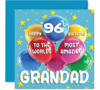Tarjeta de cumpleaños número 96 para abuelo - El abuelo más increíble del mundo - Tarjeta de feliz 96 cumpleaños para abuelo de parte de nieto nieto, 145 mm x 145 mm, 96 años, 96 y 96 tarjetas de
