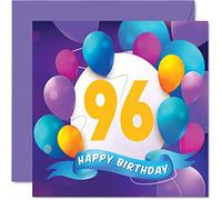 Tarjeta de cumpleaños número 96 para hombres y mujeres, fiesta de globos, tarjetas de feliz cumpleaños para hombre de 96 años, mujer, bisabuelo, abuelo, abuela, abuela, abuelo, abuelo, abuela, abuelo,