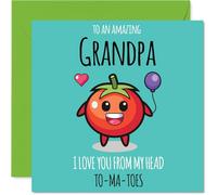 Tarjeta de cumpleaños para abuelo - From My Head TO-MA-TOES - Tarjeta de feliz cumpleaños para abuelo de nieto nieta, 145 mm lindas tarjetas de felicitación de cumpleaños de tomate