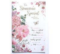 Tarjeta de cumpleaños para alguien especial, diseño floral, tamaño 23 cm x 15,5 cm, C75D