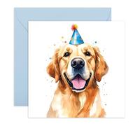 Tarjeta de cumpleaños para amantes de los perros, Golden Retriever con sombrero de fiesta, regalos para amigos, él, ella, amigo, sobrino, sobrina, nieto, nieta, niños, niñas, lindas mascotas, viene