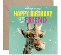 Tarjeta de cumpleaños para amigos - Día del cuello - Tarjeta de feliz cumpleaños para amigo de mejores amigos, tarjetas de felicitación de cumpleaños divertidas de jirafa de 145 mm