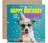 Tarjeta de cumpleaños para amigos, pastel de pato, tarjeta de feliz cumpleaños para amigo de mejores amigos, tarjetas de felicitación de cumpleaños de perro de 145 mm