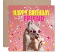 Tarjeta de cumpleaños para amigos - Pastel llam-azing - Tarjeta de feliz cumpleaños para amigo de mejores amigos, tarjetas de felicitación de cumpleaños divertidas de llama de 145 mm