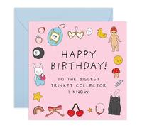 Tarjeta de cumpleaños para coleccionista de baratijas, bonito diseño pastel para amigas, hermanas, hijas, sobrinas, novias, reinas coleccionistas, amantes de Kawaii, mamá, mejores amigas, niñas, viene