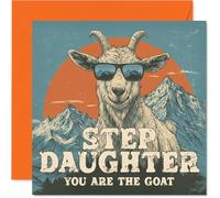 Tarjeta de cumpleaños para hijastra - You Are The Goat - Tarjeta de feliz cumpleaños para hijastra de papá mamá, tarjetas de felicitación divertidas de cumpleaños de animales de 145 mm