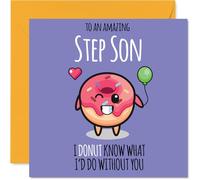 Tarjeta de cumpleaños para hijastro - Donut What I'd Do - Tarjeta de feliz cumpleaños para hijastro de papá mamá, tarjetas de felicitación de cumpleaños de 145 mm
