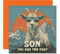 Tarjeta de cumpleaños para hijo con texto en inglés "You Are The Goat", tarjeta de feliz cumpleaños para hijo de papá y mamá, tarjetas de felicitación divertidas de cumpleaños de animales de 145 mm