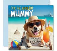 Tarjeta de cumpleaños para mamá - Chill Beach Dog - Tarjeta de feliz cumpleaños para mamá de hijo e hija, 145 mm Chill Beach Dog Bday tarjetas de felicitación