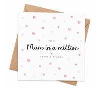 Tarjeta de cumpleaños para mamá con sobre, tarjeta de madre en un millón para madre, tarjeta de felicitación sentimental de corazón floral de hija o hijo, tarjeta de feliz cumpleaños con amor de niños