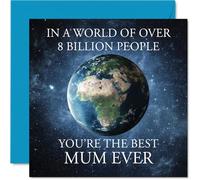 Tarjeta de cumpleaños para mamá - In a World of Over 8 Billion - Tarjeta de feliz cumpleaños para mamá de hijo e hija, tarjetas de felicitación para el día de la madre de 145 mm