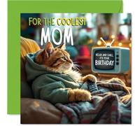 Tarjeta de cumpleaños para mamá - TV Cat - Tarjeta de feliz cumpleaños para mamá de hijo e hija, tarjetas de felicitación de cumpleaños de 145 mm