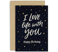Tarjeta de cumpleaños para marido "I Love Life With You", regalo de cielo estrellado para él, esposa, novia, novio