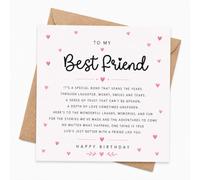 Tarjeta de cumpleaños para mejor amiga con sobre, tarjeta de cumpleaños sentimental para ella, tarjeta de amistad sincera con poema para amiga, mejor amiga o amiga de trabajo