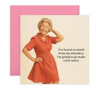 Tarjeta de cumpleaños para mujer, con texto en inglés "Make More Mistakes", estilo vintage para abuela, Meemaw, amigos, esposa, novia, mejor amiga, mejor amiga, señoras mayores, vecino, mamá, madre