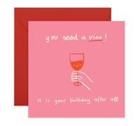 Tarjeta de cumpleaños para mujer con texto en inglés «You Need Wine», saludos para su madre, hermana, amiga, pareja, mejor amiga, colega, compañera, vecina, tía, esposa, novia, niñas, humor vino