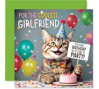 Tarjeta de cumpleaños para novia, gato de fiesta, tarjeta de feliz cumpleaños para novia de novio y pareja, tarjetas de felicitación de cumpleaños de gato de 145 mm