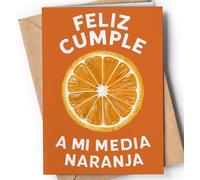 Tarjeta de Cumpleaños para Novio, Novia - Tarjeta de Felicitación de Cumpleaños para Mujer, Marido - Tarjeta Cumpleaños Original y Divertida para él o ella - Feliz Cumple a Mi Media Naranja - EU 60
