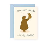 Tarjeta de cumpleaños para padres primerizos, primer cumpleaños como mi papá, bonito diseño de oso para él, primer cumpleaños de papá como padre, regalo de bebé a papá, de esposa, pareja, viene con