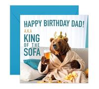 Tarjeta de cumpleaños para papá - King of the Sofa Bear - Tarjeta descarada para él, papá, padre, abuelo, suegro, pops, anciano, familia - cerveza, patatas fritas y ver películas - Saludos para