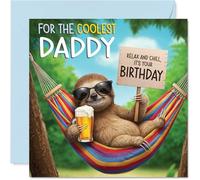 Tarjeta de cumpleaños para papá, perezoso chilled out, tarjeta de feliz cumpleaños para papá de hijo e hija, tarjetas de felicitación de cumpleaños brillantes y coloridas de 145 mm