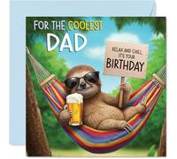 Tarjeta de cumpleaños para papá - Perezoso Chilled Out - Tarjeta de feliz cumpleaños para papá de hijo e hija, tarjetas de felicitación de cumpleaños brillantes y coloridas de 145 mm
