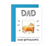 Tarjeta de cumpleaños para papá - Whiskey Years Getting Better - Divertida tarjeta de envejecimiento para papá, padrastro, suegro, papá pops, anciano, él, forma hijo, hija, viene con calcomanías