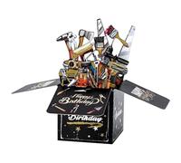 Tarjeta de cumpleaños para papá y esposo en oro negro con sobre, tarjetas de cumpleaños emergentes tridimensionales personalizadas para hombres, regalos interesantes adecuados para padre, abuelo