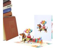 Tarjeta De Cumpleaños Para Perros - Saludo De Feliz Cumpleaños Canino Adorable, Postal Decorativa Plegable Artística En 3D | Tarjetas De Fiesta Divertidas, Idea De Regalo Para Mamá, Papá, Niños,