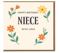 Tarjeta de cumpleaños para sobrina, ilustración floral, feliz cumpleaños, sobrina con amor, bonito diseño de flores para un especial